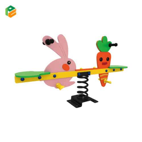 Rabbit and Carrot Shaped Two-seated Seesaw with Spring-1