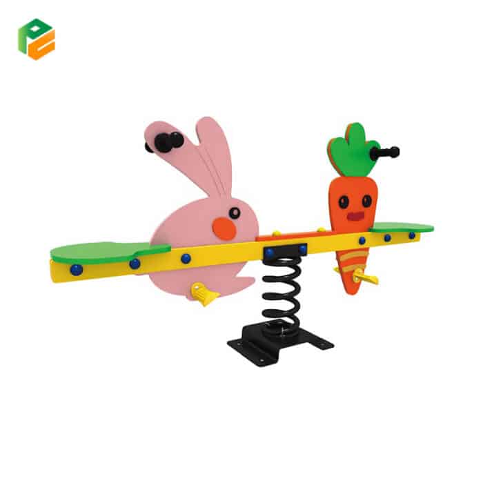Rabbit and Carrot Shaped Two-seated Seesaw with Spring-1