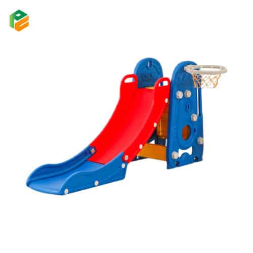 3-in-1 Toddler Play Climber Slide Playset with Basketball Hoop-1