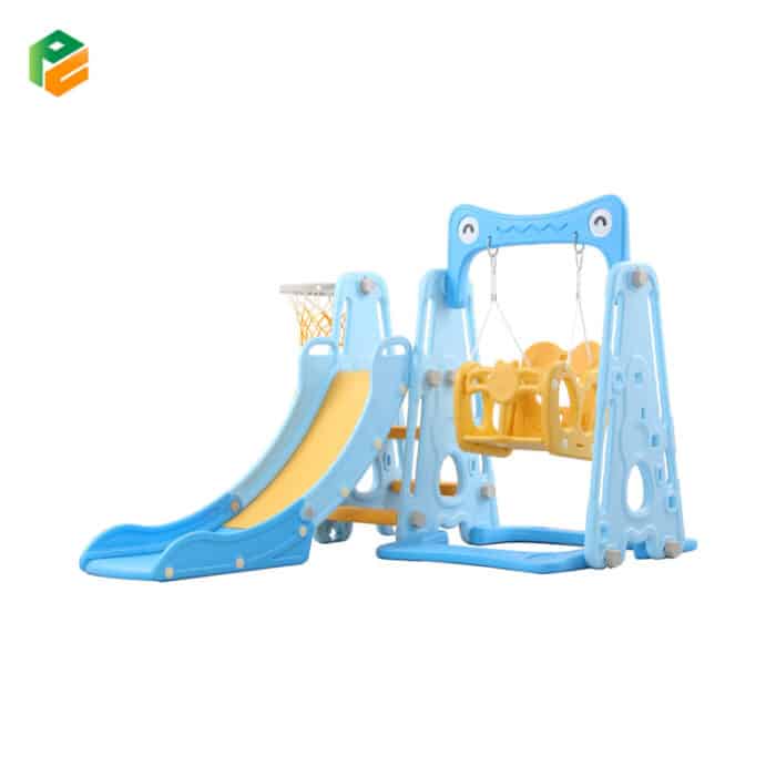 4 in 1 Toddler Slide and Swing Set with Basketball Hoop-1