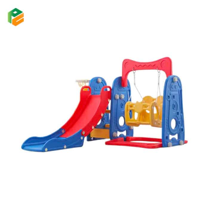 4 in 1 Toddler Slide and Swing Set with Basketball Hoop-2