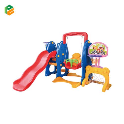 5-in-1 Indoor Slide for Toddlers with Swing and Basketball Hoop-1
