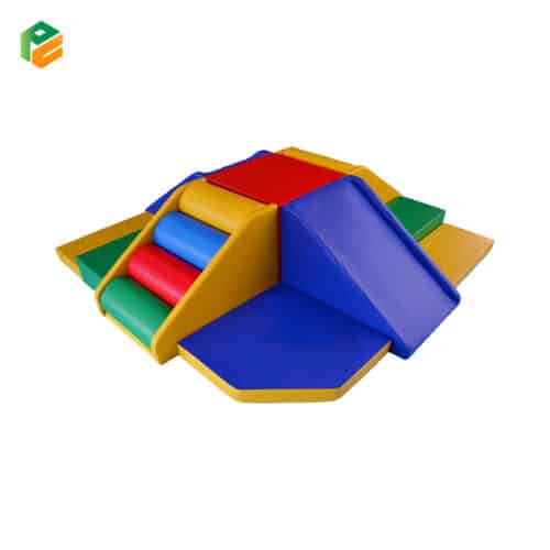 9-Pieces Pyramid Climb and Slide Soft Play Set for Daycare Centre-1