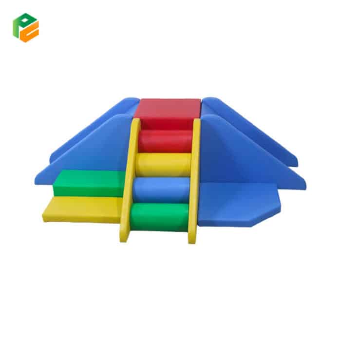 9-Pieces Pyramid Climb and Slide Soft Play Set for Daycare Centre-2
