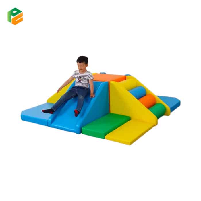 9-Pieces Pyramid Climb and Slide Soft Play Set for Daycare Centre-3