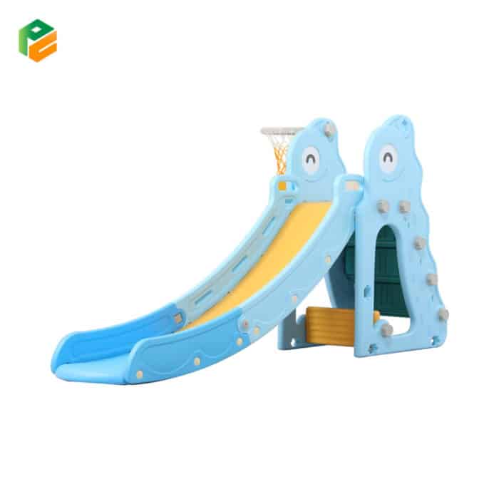 Children's Indoor Small Slide with Basketball Stand-1