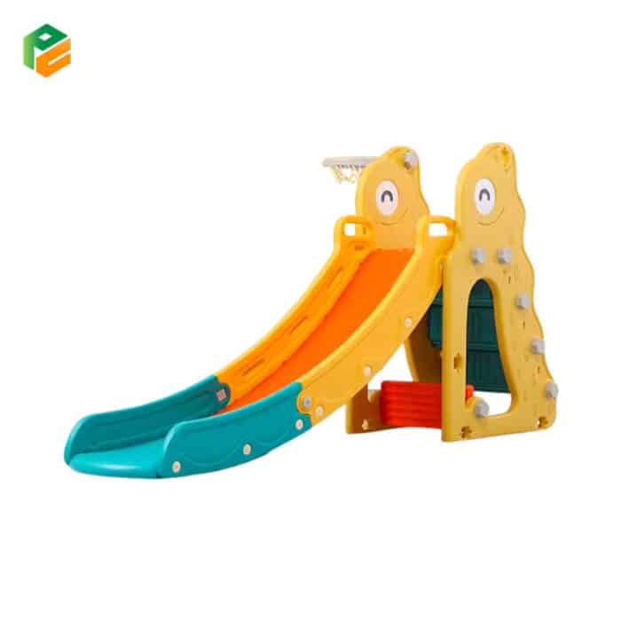Children's Indoor Small Slide with Basketball Stand-2