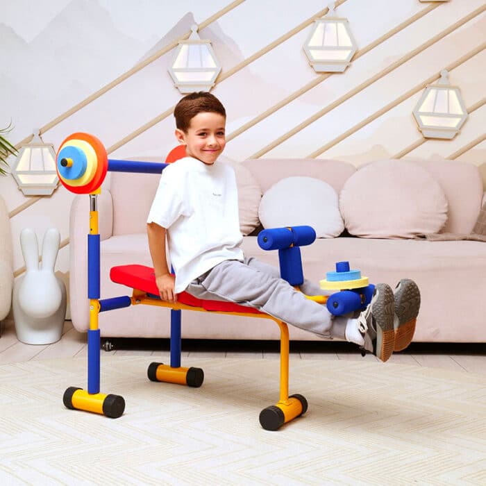 Indoor Fitness Equipment Kids Weight Bench with Barbell-4