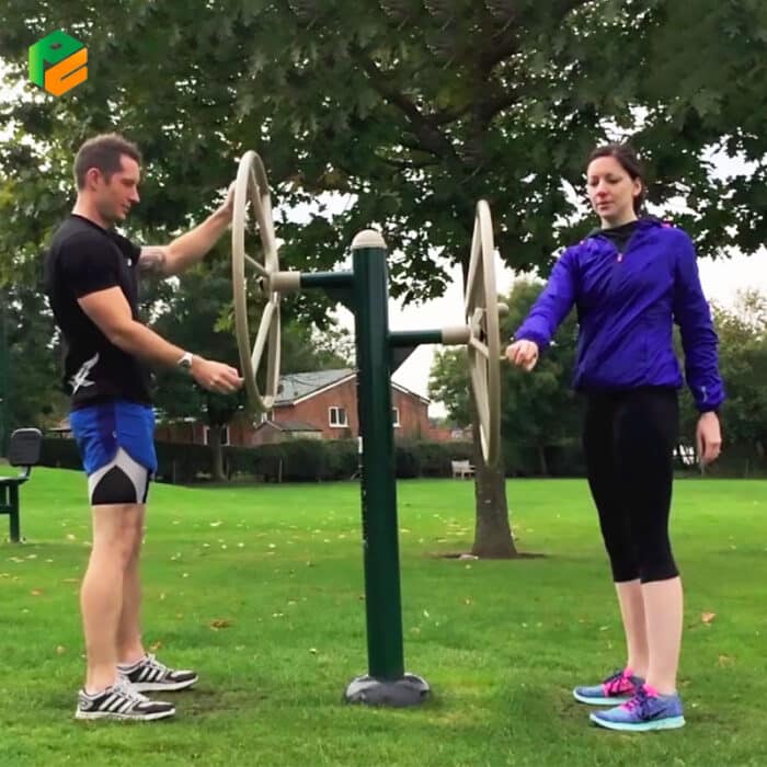 Outdoor Gym Equipment Big Shoulder Wheel for 2 Persons-3
