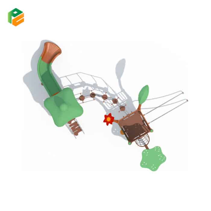 Outdoor Play Structures with Balance Beam Bridge-3