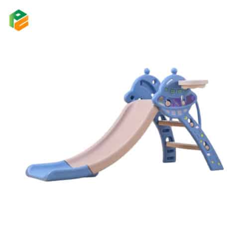 UFO Design Children Plastic Slide with Basketball Hoop-1