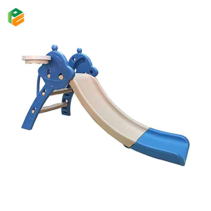UFO Design Children Plastic Slide with Basketball Hoop-2