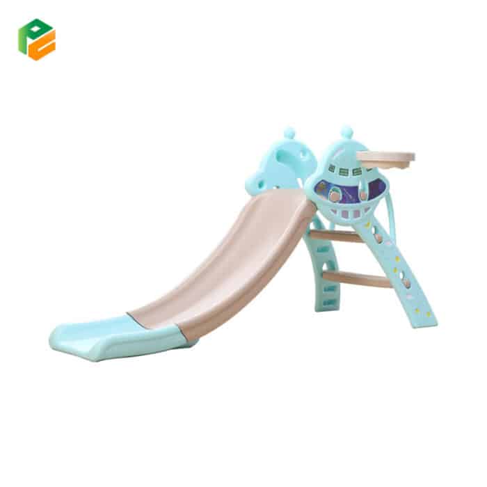 UFO Design Children Plastic Slide with Basketball Hoop-4