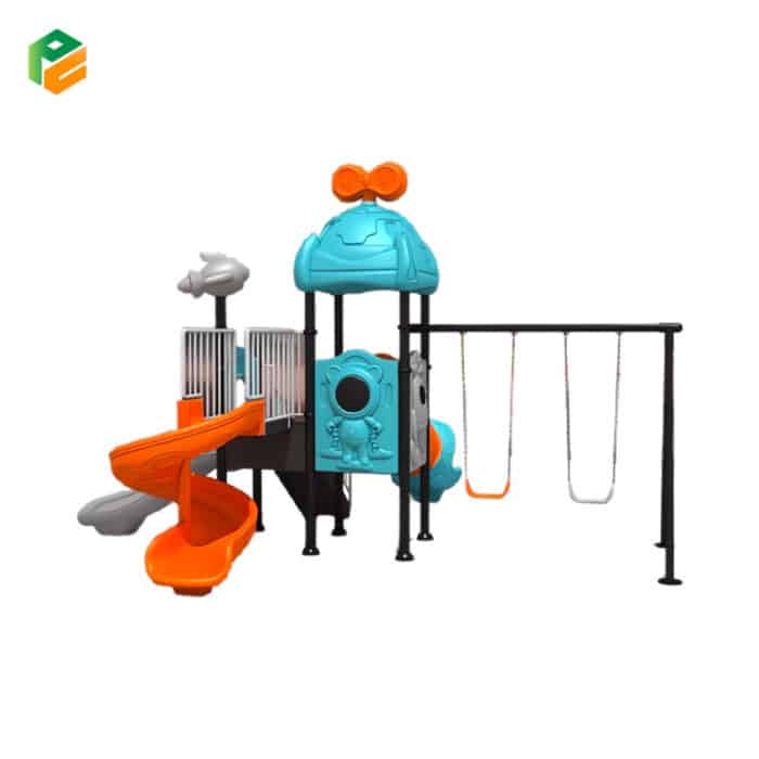 Children Backyard Playground with 2-Person Swing Set-2