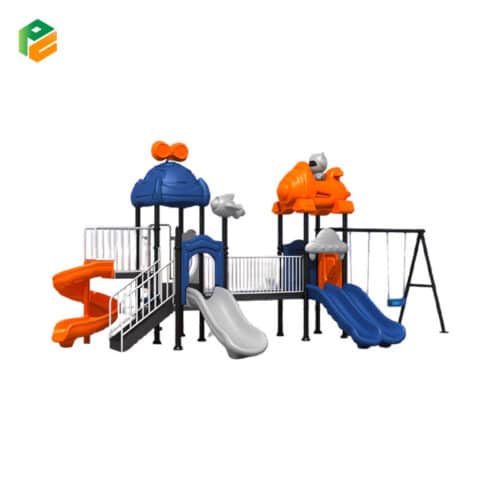 Children Outdoor Park Equipment with Slide and Swing Set-1