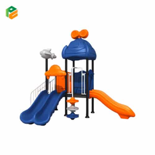 Compact Outdoor Playground Set with Slides-1