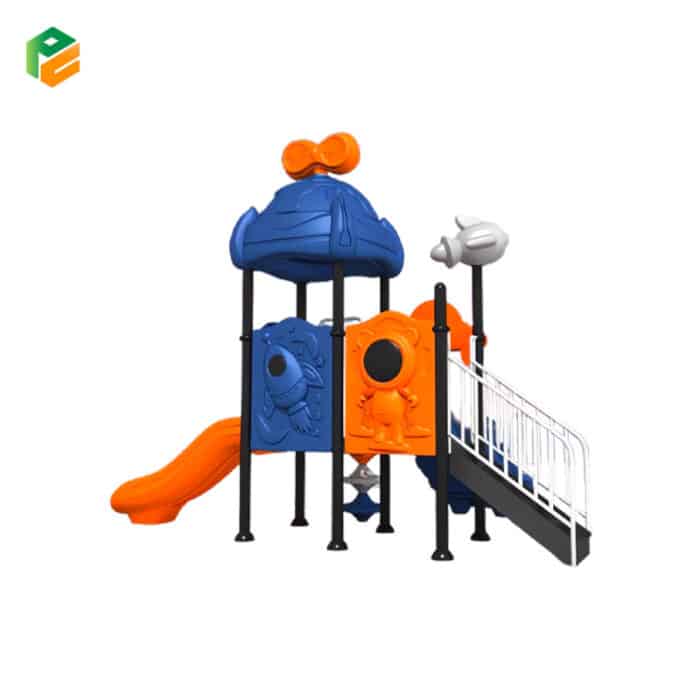 Compact Outdoor Playground Set with Slides-2