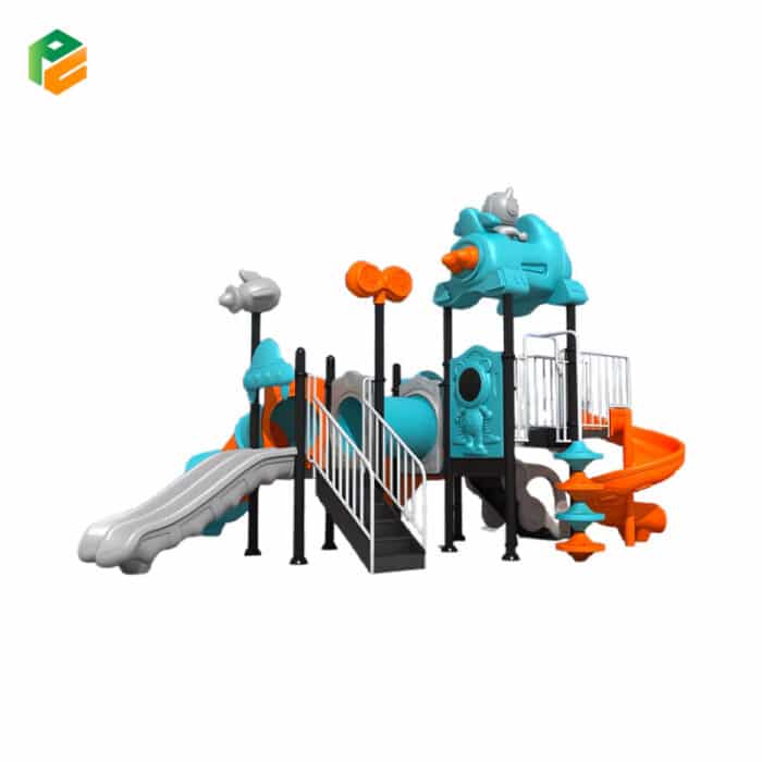 Kids Playground Set with Tunnel Slide for Public Parks-2