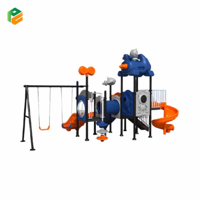 Space Themed Playground Equipment with Swing and Slide Set-2