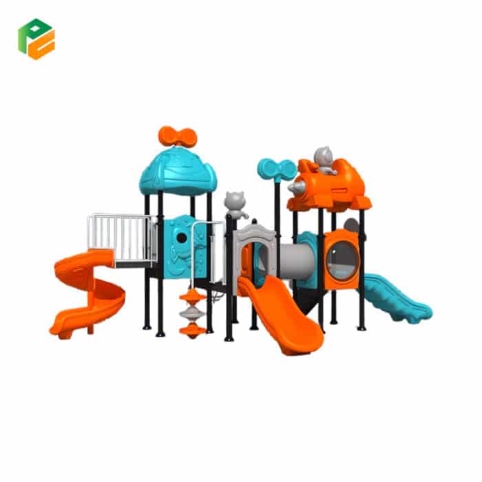 Two Tower Kids Plastic Outdoor Playset for Daycare Centre-2