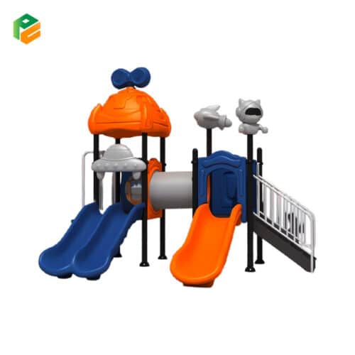 Two Tower Outdoor Plastic Playground Set with Slides-1