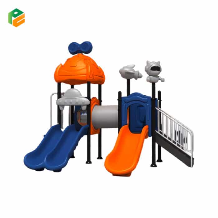 Two Tower Outdoor Plastic Playground Set with Slides-1