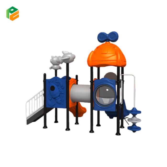 Two Tower Outdoor Plastic Playground Set with Slides-2