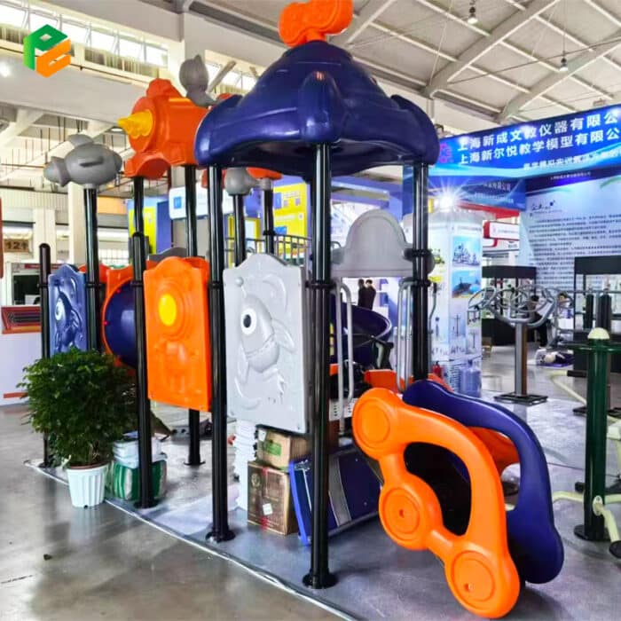 Two-Tower-Outdoor-Plastic-Playground-Set-with-Slides